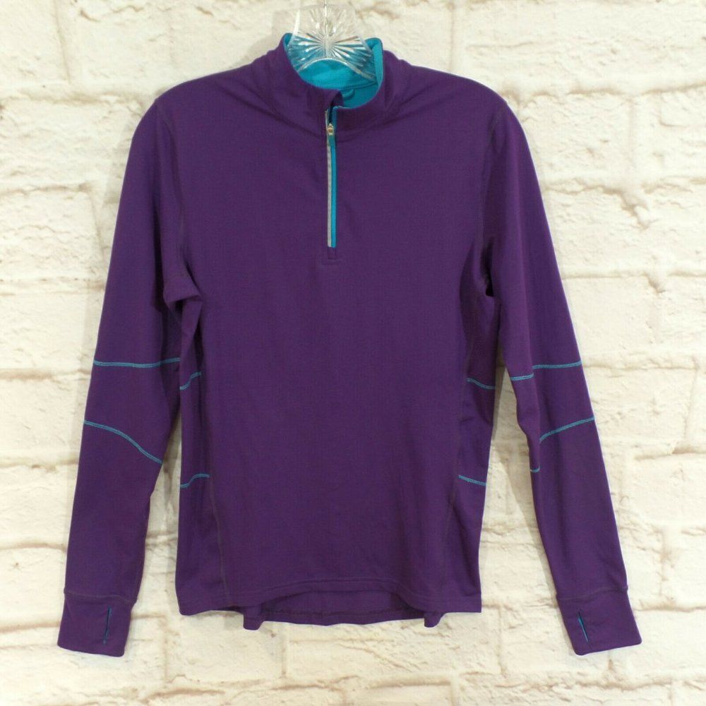 Lucy Purple Mesh Back Running Activewear Long Sleeve Top Thumbholes Sz Small